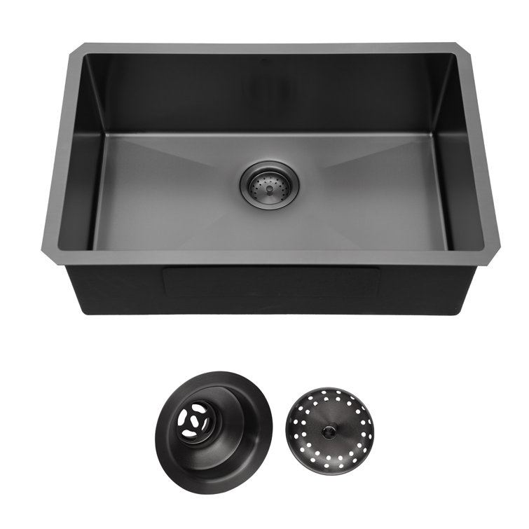 Logmey 30" L x 18" W Undermount Kitchen Sink Gunmetal Black Kitchen